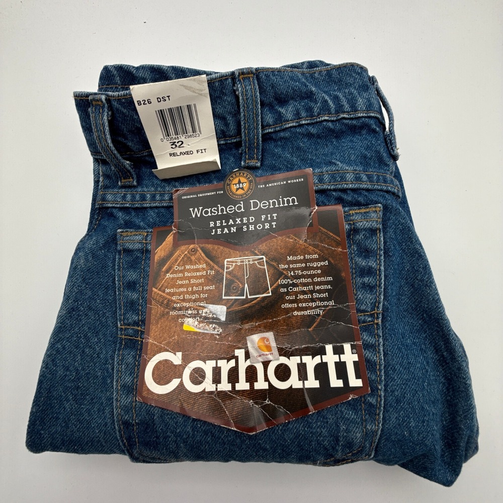 Carhartt Denim Jean Work Shorts Size 32 B26 DST Darkstone NWT NOS